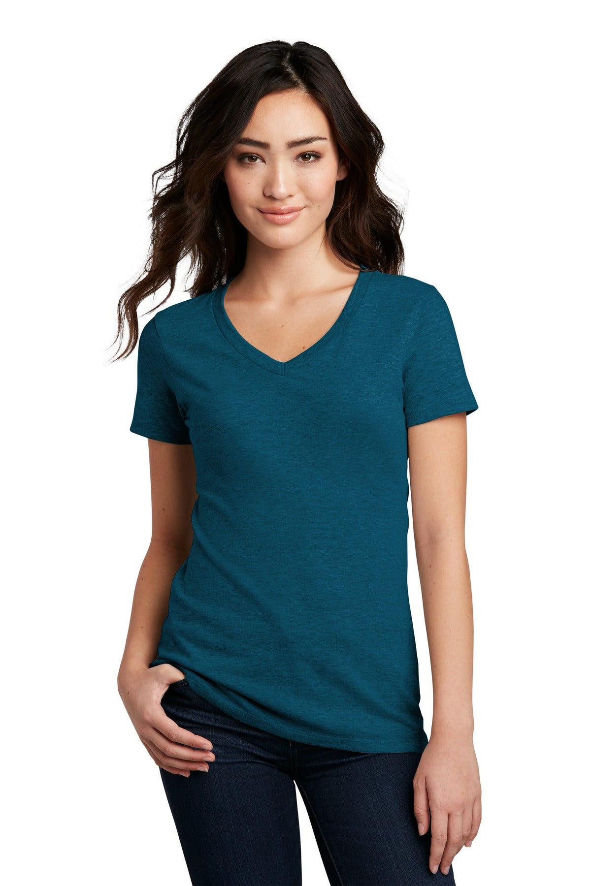 District ® Women's Perfect Blend ® CVC V-Neck Tee. DM1190L