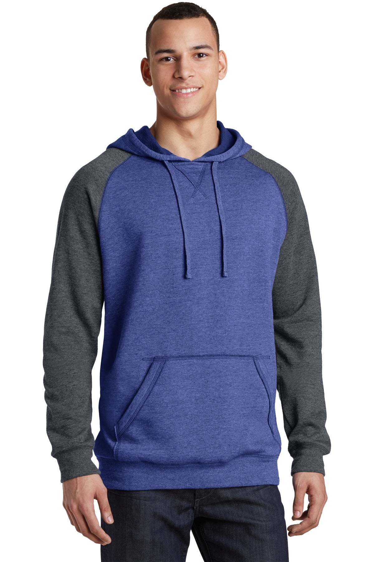 District ® Young Mens Lightweight Fleece Raglan Hoodie. DT196