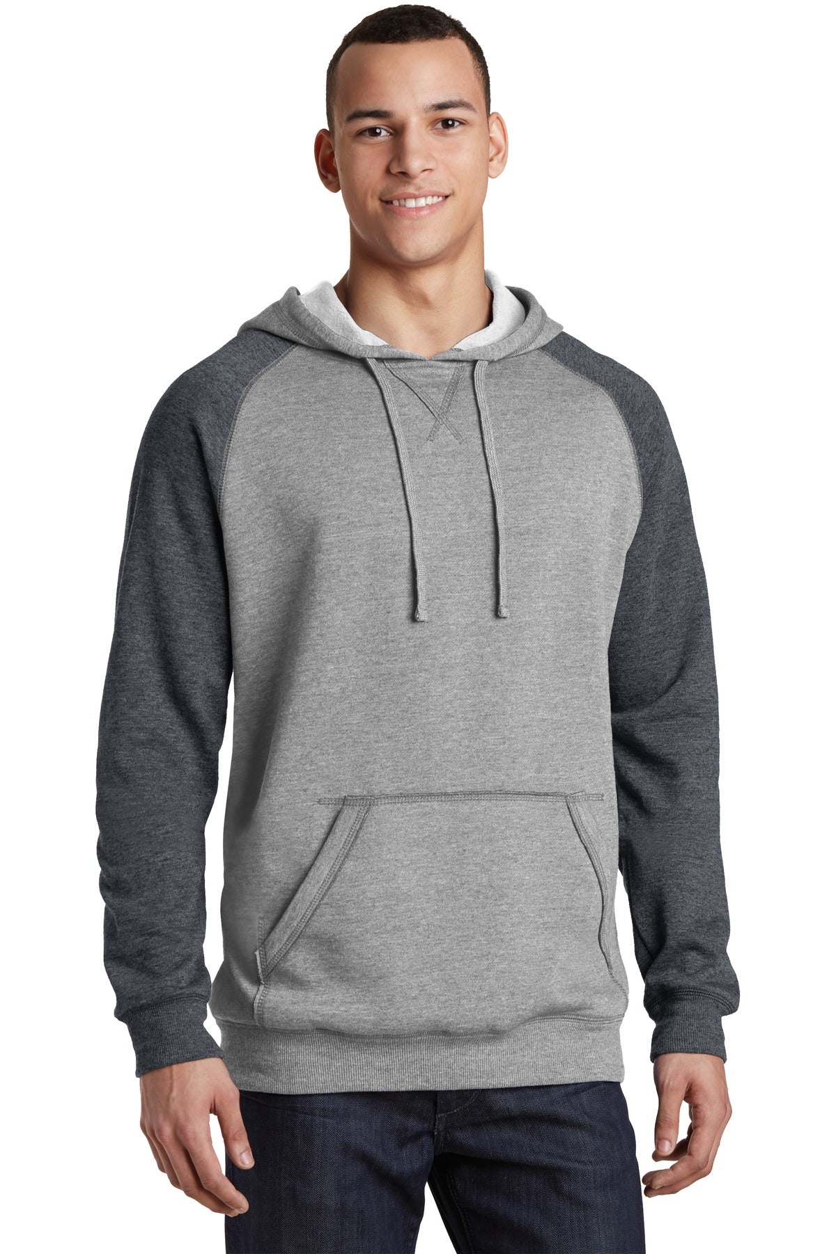 District ® Young Mens Lightweight Fleece Raglan Hoodie. DT196