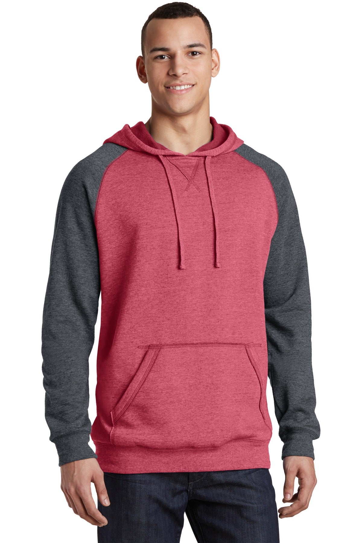 District ® Young Mens Lightweight Fleece Raglan Hoodie. DT196