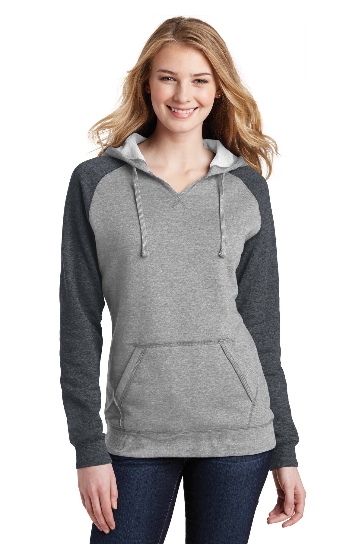 District ® Women's Lightweight Fleece Raglan Hoodie. DT296