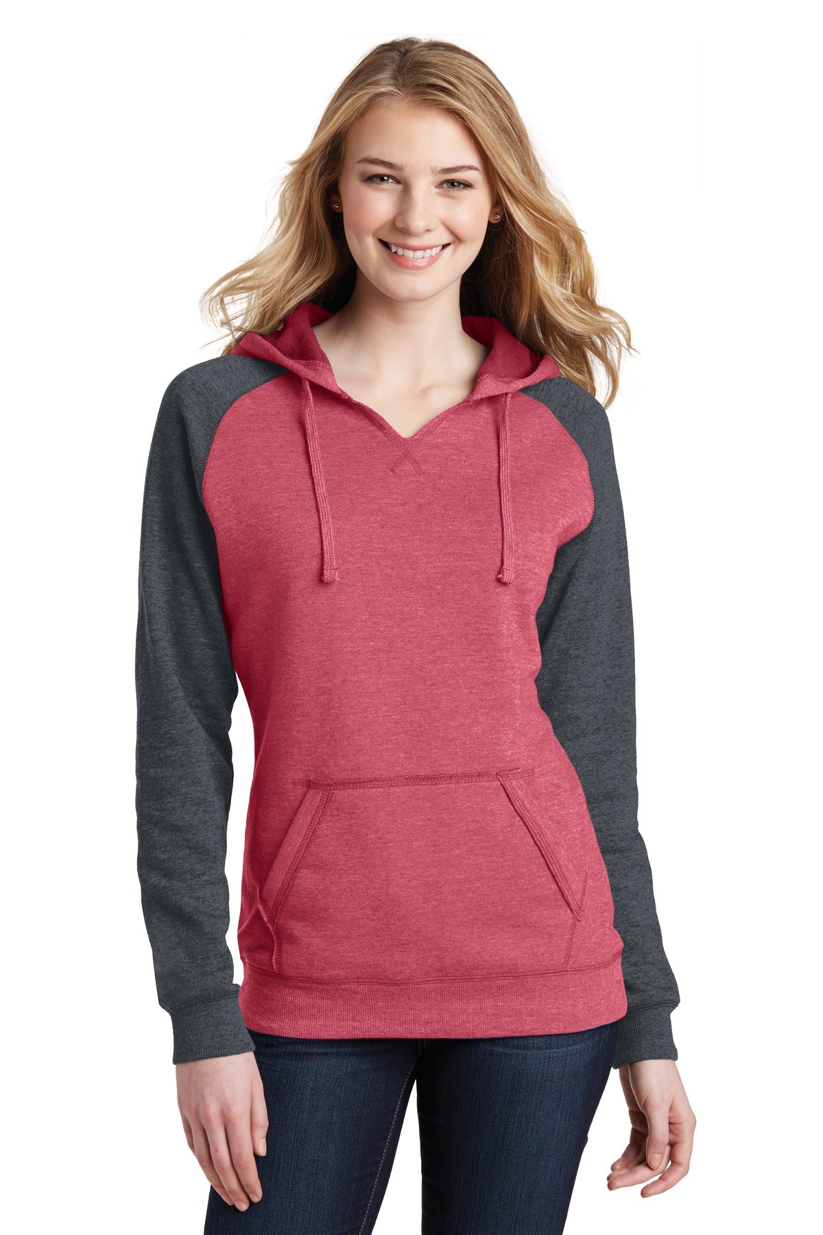 District ® Women's Lightweight Fleece Raglan Hoodie. DT296