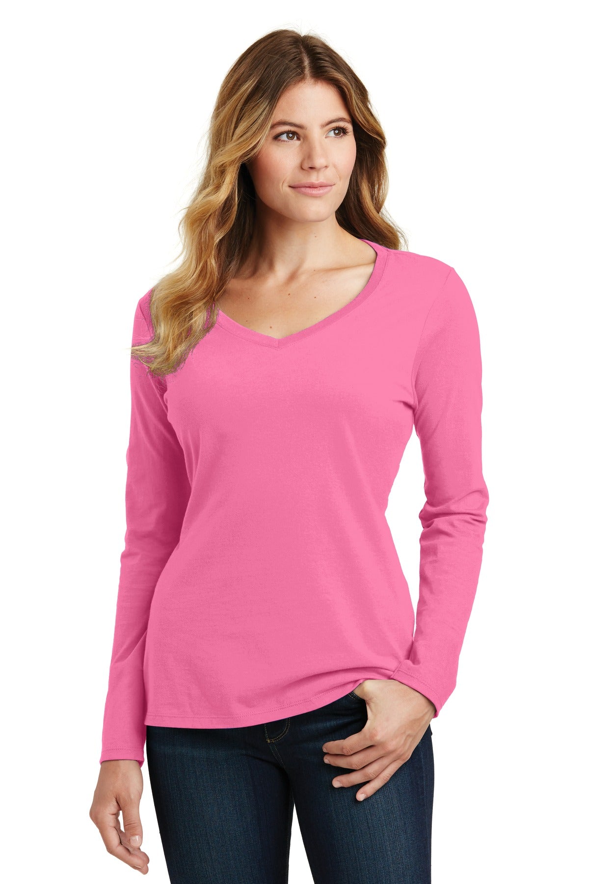 Port & Company ® Women's Long Sleeve Fan Favorite V-Neck Tee. LPC450VLS
