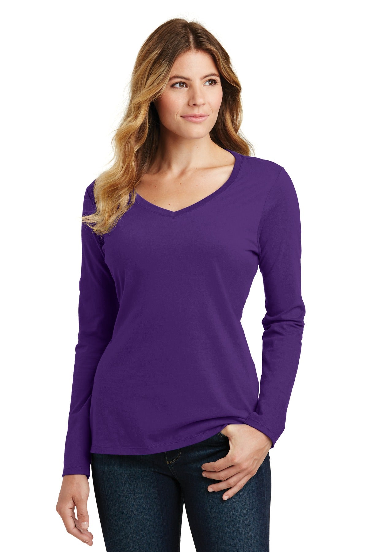 Port & Company ® Women's Long Sleeve Fan Favorite V-Neck Tee. LPC450VLS