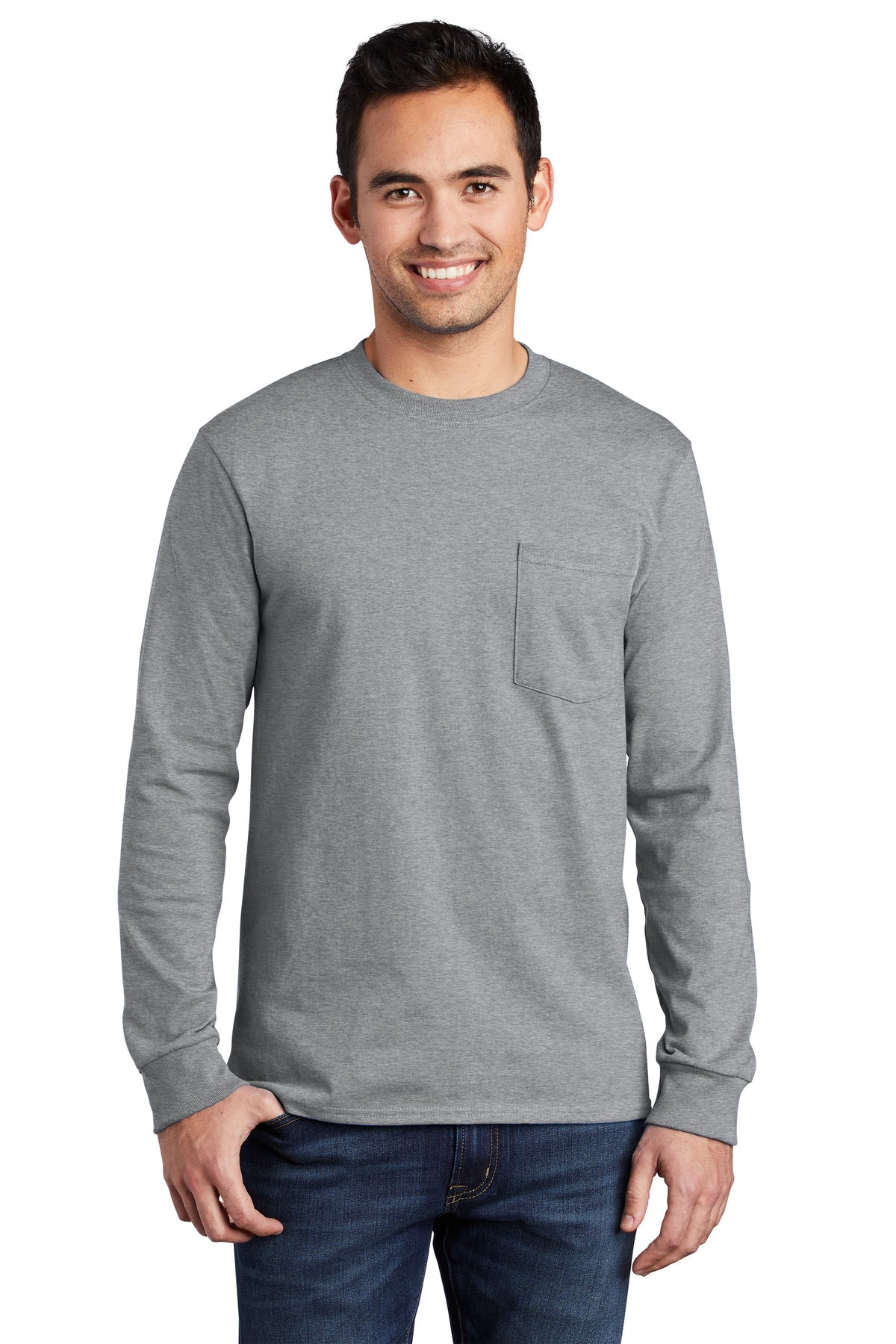 Port & Company ® Tall Long Sleeve Essential Pocket Tee. PC61LSPT