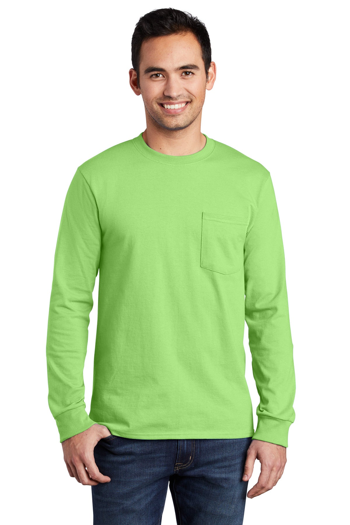 Port & Company ® Tall Long Sleeve Essential Pocket Tee. PC61LSPT