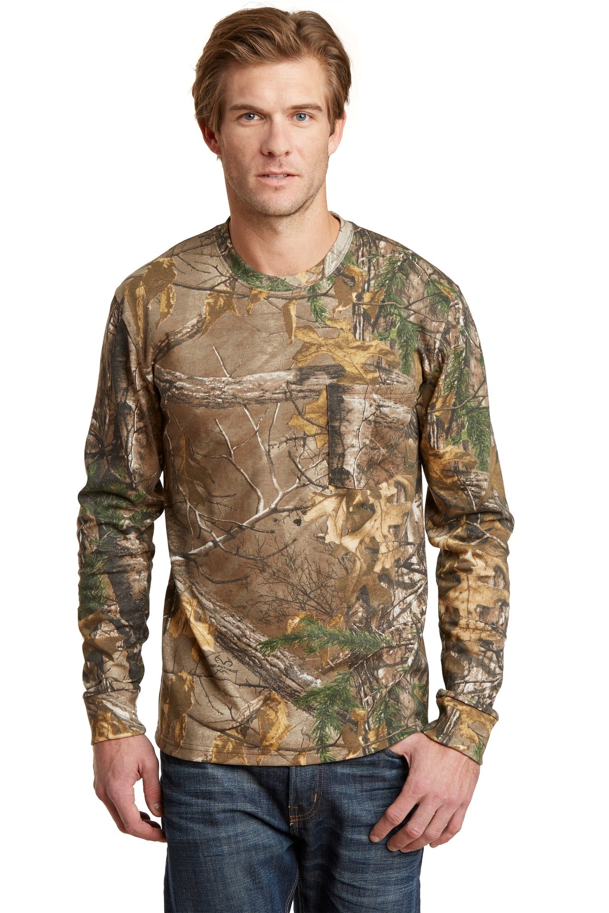Russell Outdoors ™ Realtree ® Long Sleeve Explorer 100% Cotton T-Shirt with Pocket. S020R