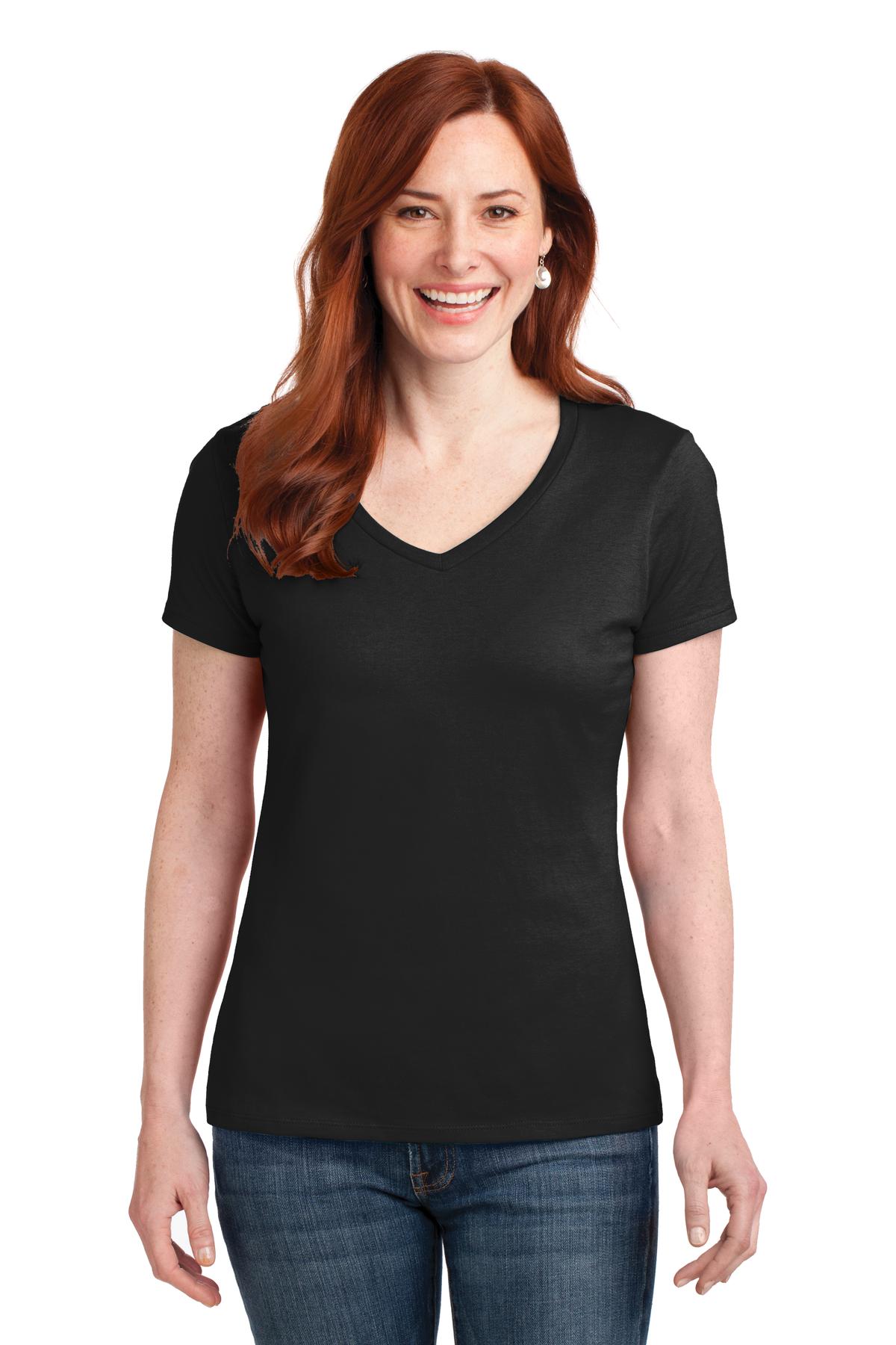 Hanes 4; Women's Perfect-T Cotton V-Neck T-Shirt. S04V