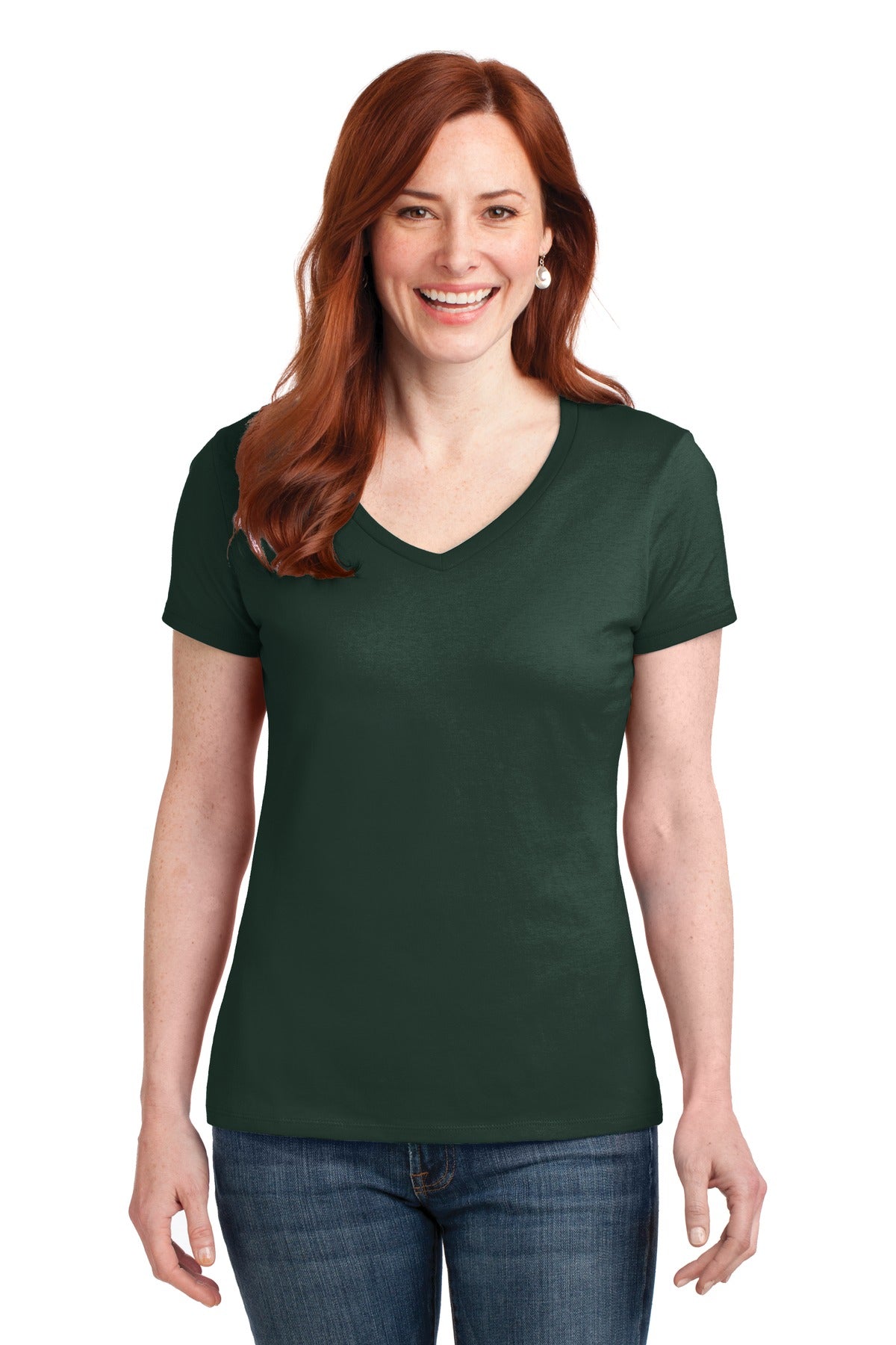 Hanes 4; Women's Perfect-T Cotton V-Neck T-Shirt. S04V
