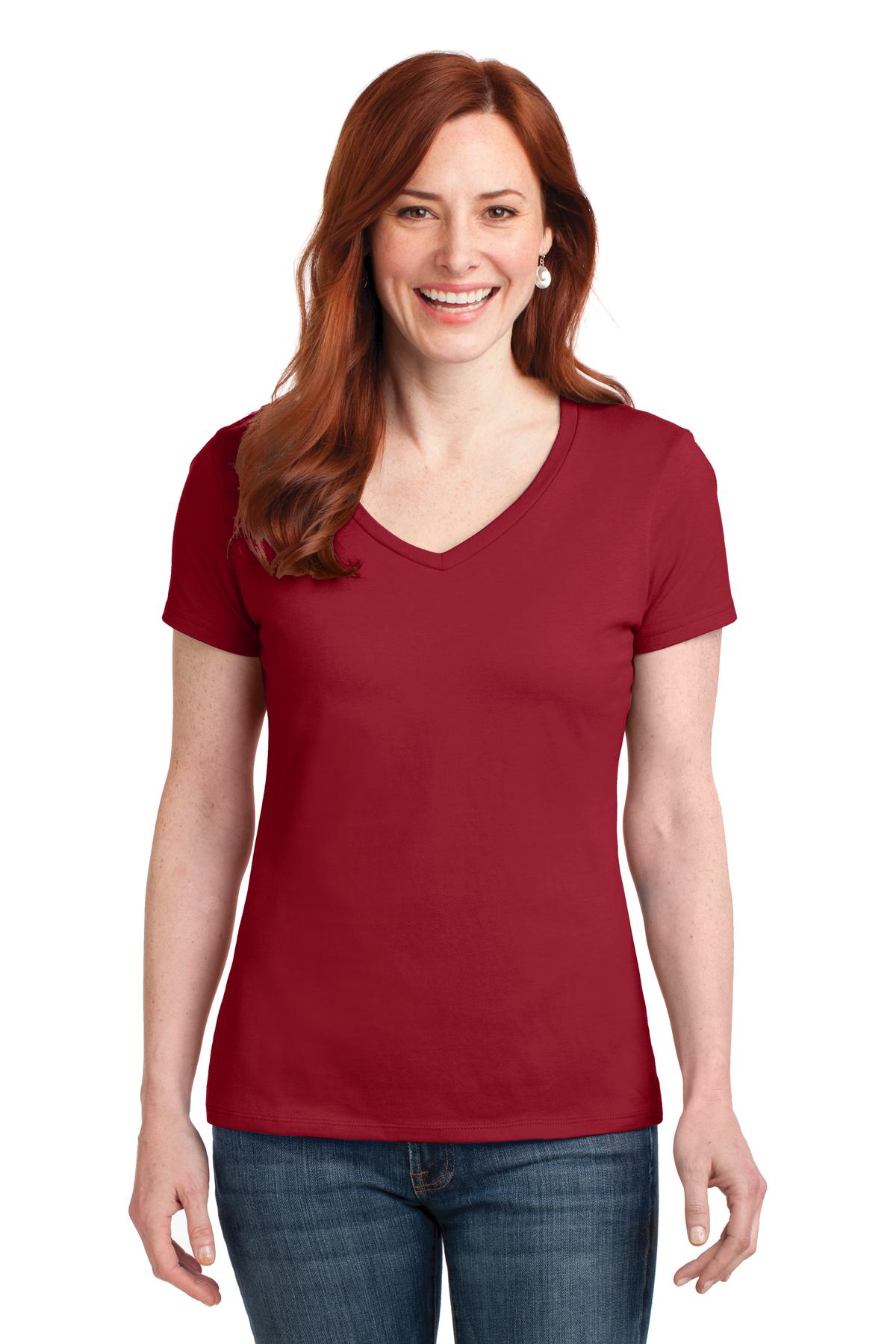Hanes 4; Women's Perfect-T Cotton V-Neck T-Shirt. S04V
