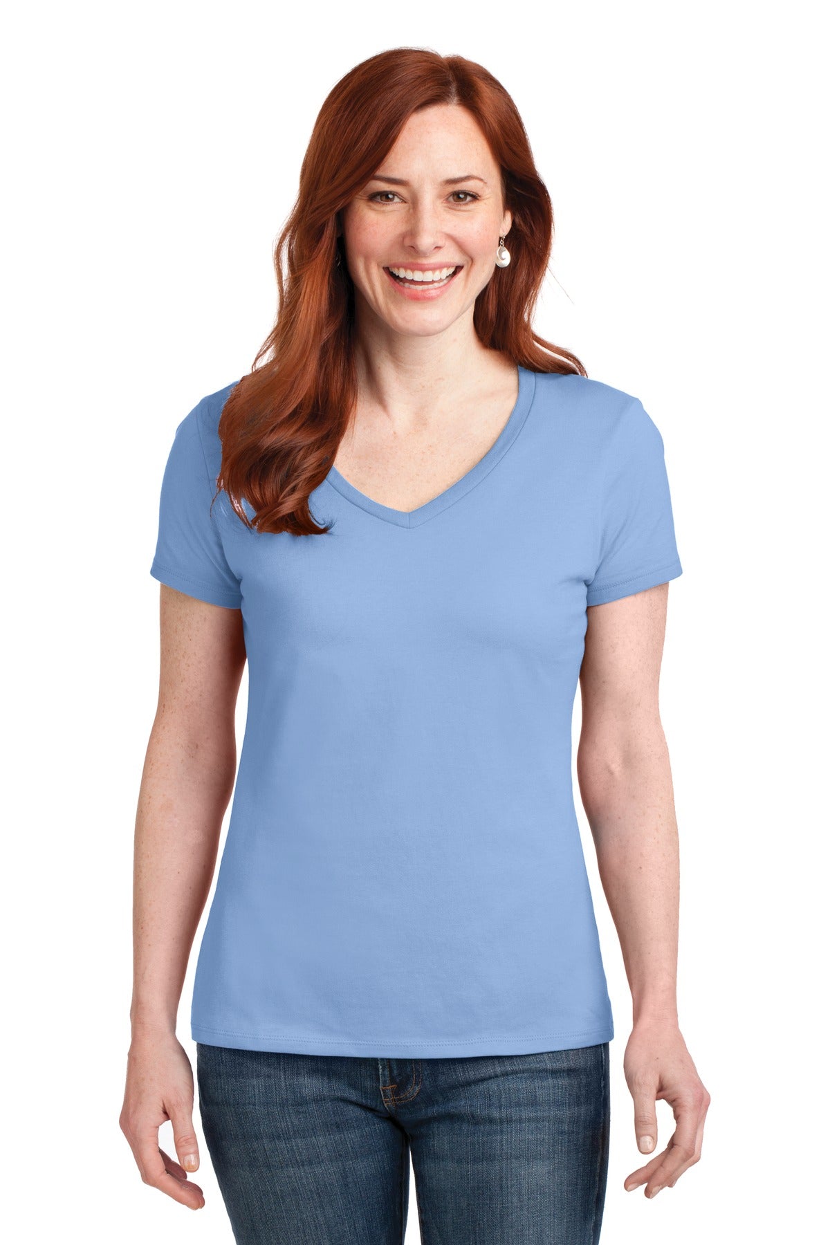 Hanes 4; Women's Perfect-T Cotton V-Neck T-Shirt. S04V