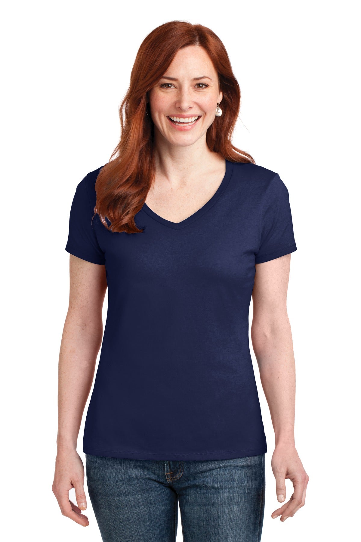 Hanes 4; Women's Perfect-T Cotton V-Neck T-Shirt. S04V