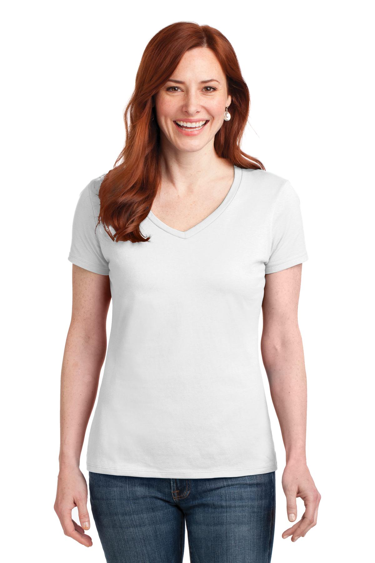 Hanes 4; Women's Perfect-T Cotton V-Neck T-Shirt. S04V