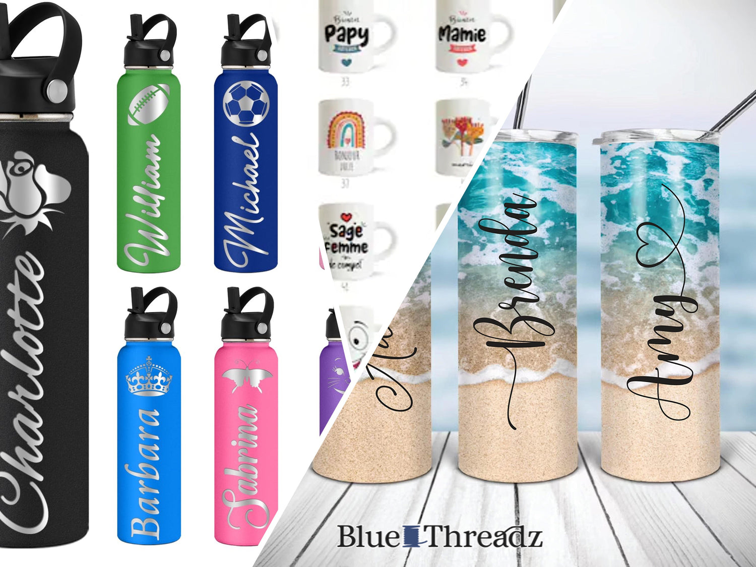 Tumblers, Bottles, Mugs