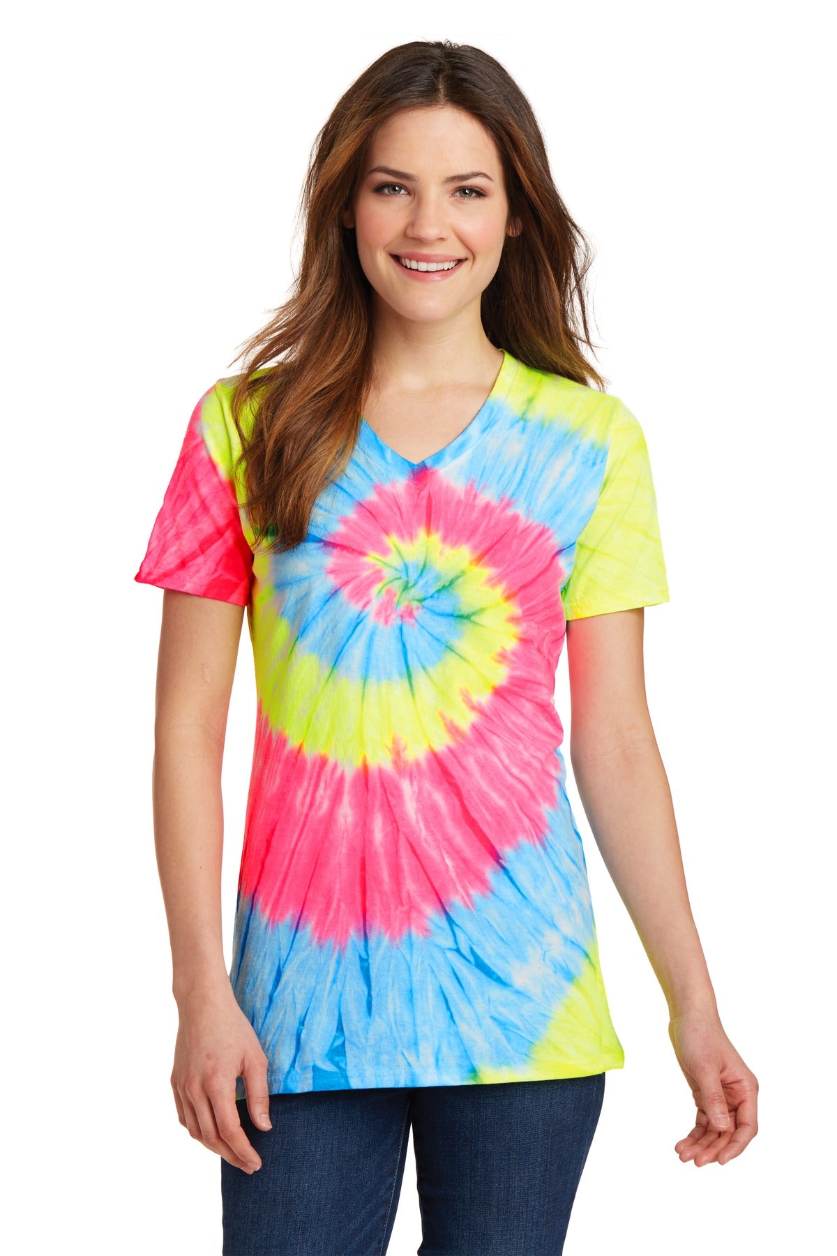 Port & Company ®  Women's Tie-Dye V-Neck Tee.  LPC147V