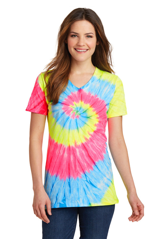 Port & Company ®  Women's Tie-Dye V-Neck Tee.  LPC147V
