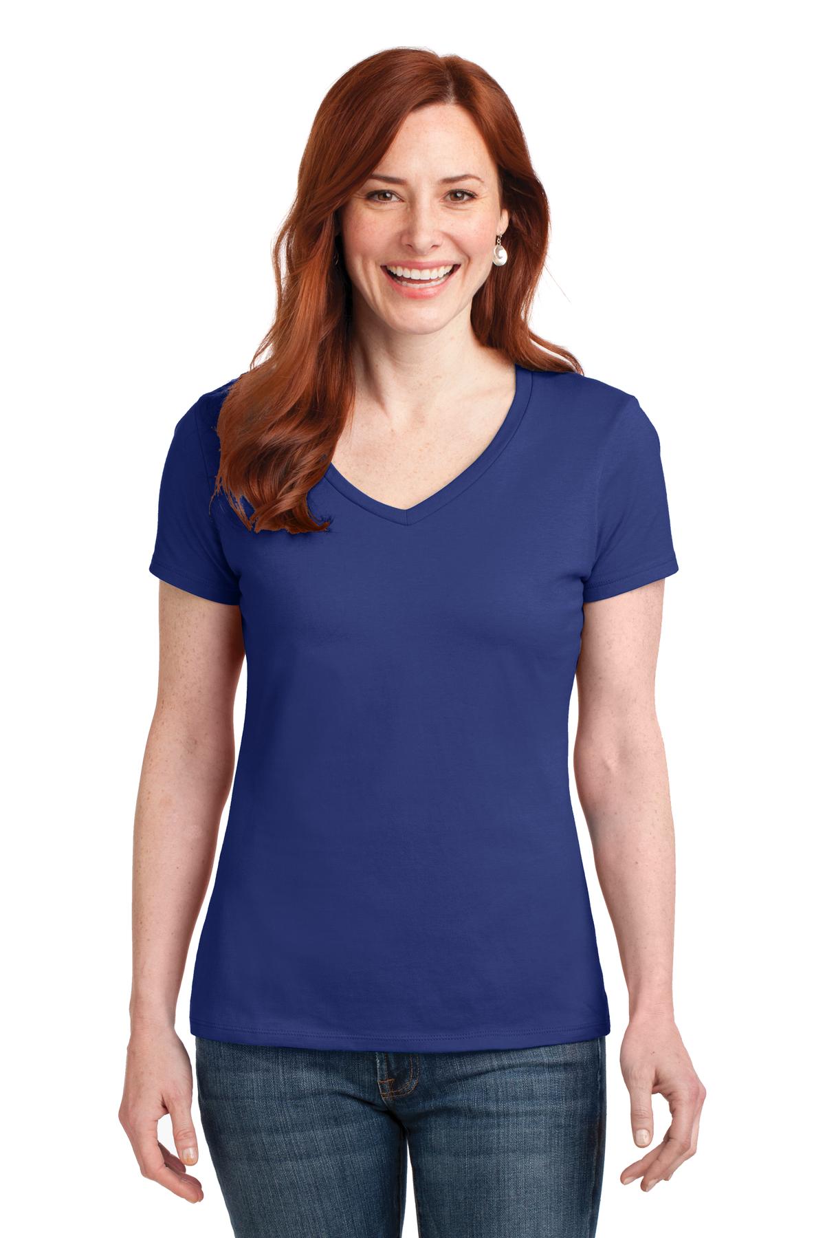 Hanes  4;  Women's Perfect-T Cotton V-Neck T-Shirt. S04V