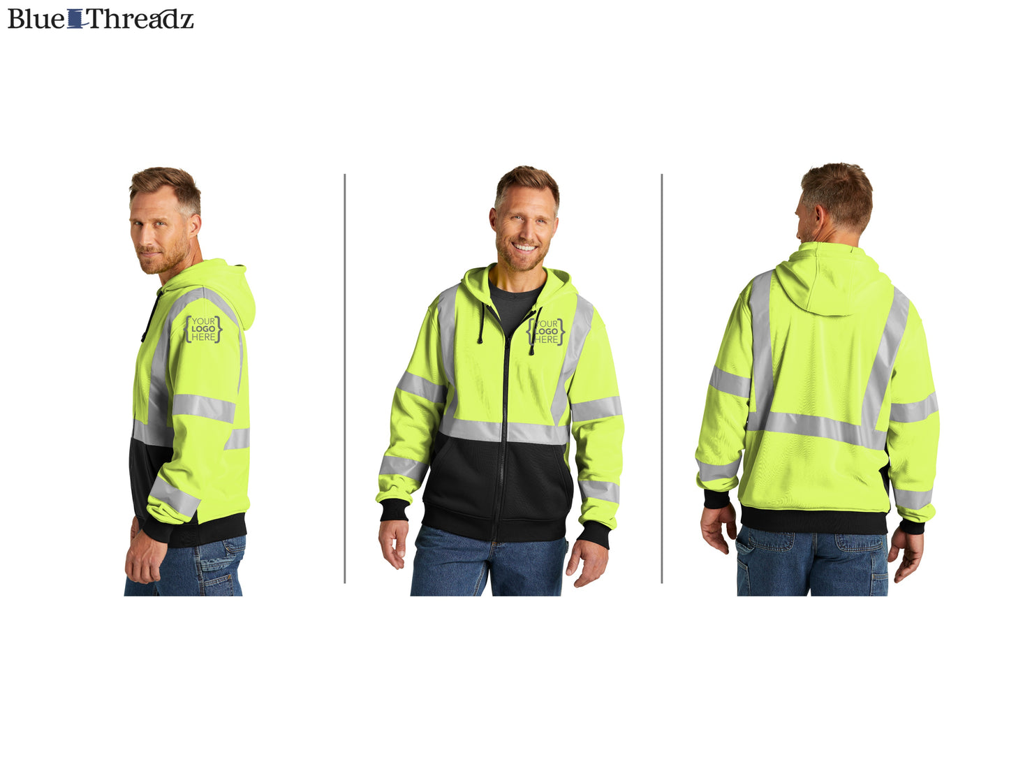 CornerStone® ANSI 107 Class 3 Heavy-Duty Fleece Full-Zip Hoodie