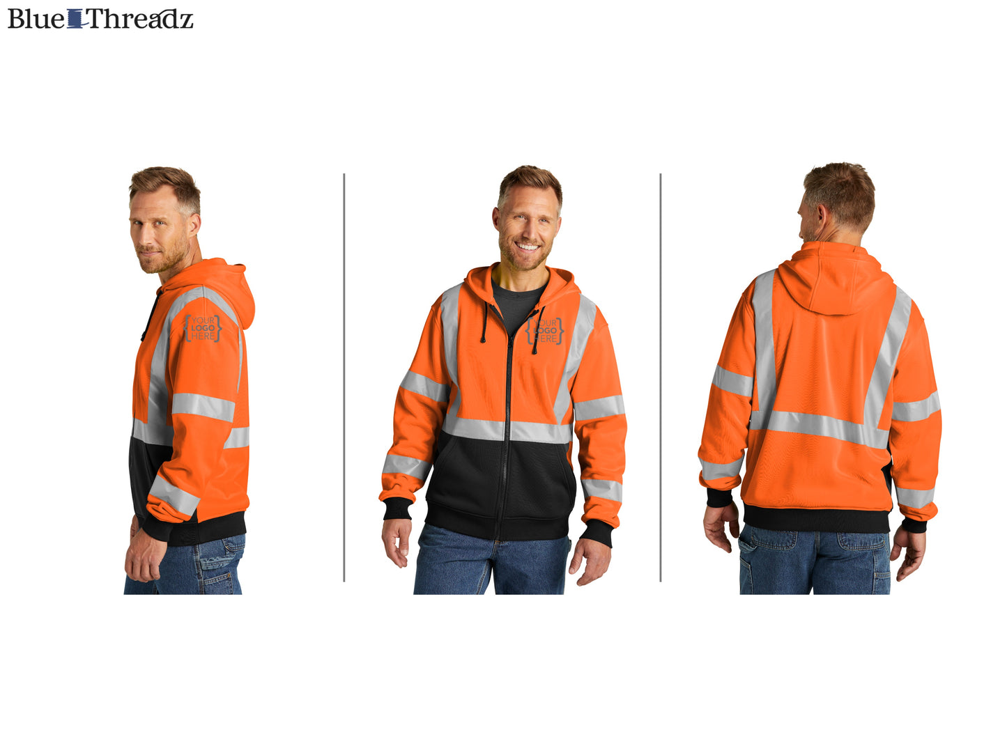 CornerStone® ANSI 107 Class 3 Heavy-Duty Fleece Full-Zip Hoodie